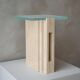 Travertine - Glass side table "LLOYD"