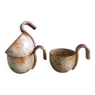 Sangria or punch cups in stoneware from Puisaye, Jean-Pierre Prud’homme