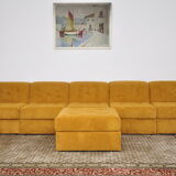 Yellow corduroy modular sofa, 1970s, set of 6