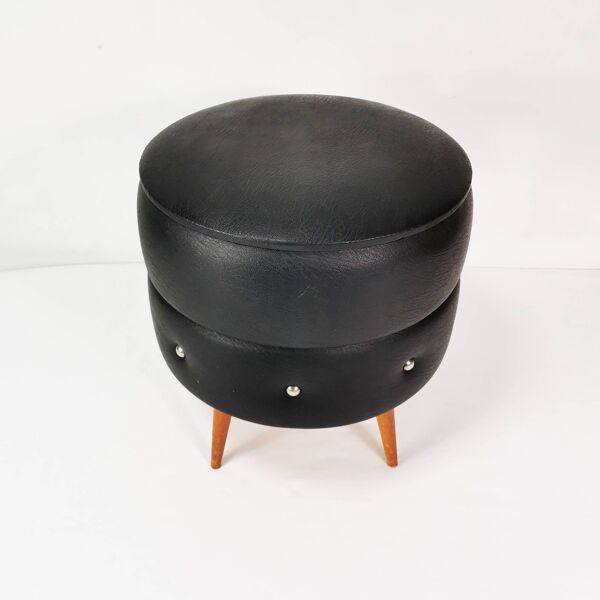 Pouf moderniste avec rangement, Pays-Bas, années 1960