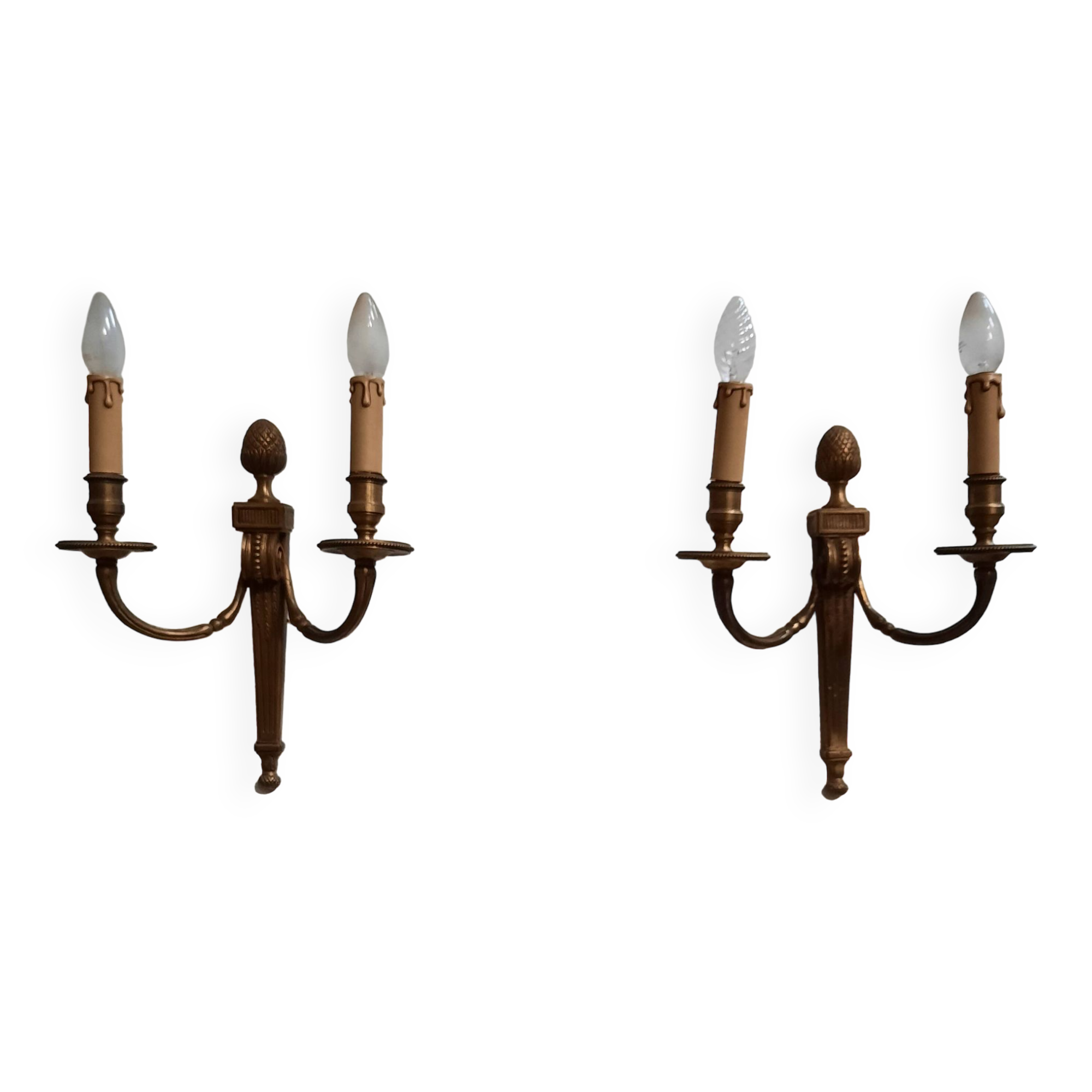 Pair of Louis XVI style bronze wall lights