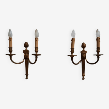 Pair of Louis XVI style bronze wall lights