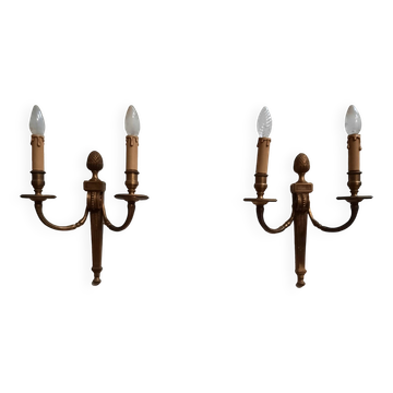 Pair of Louis XVI style bronze wall lights