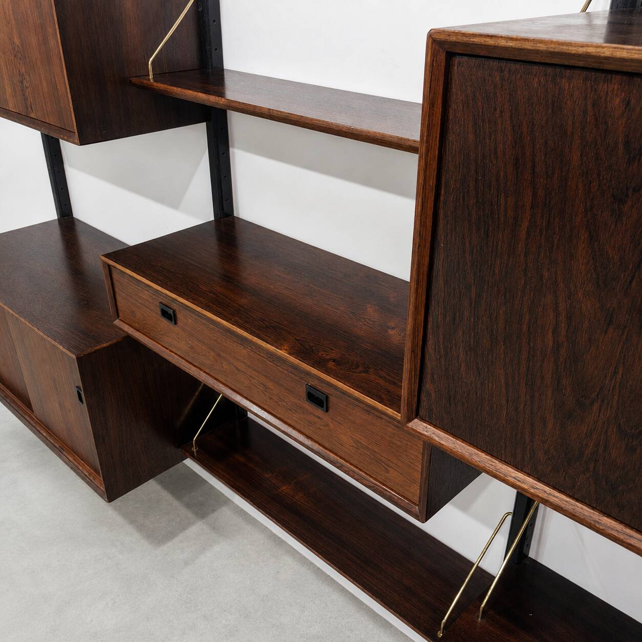 Modular wall cabinet in rosewood