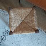 Wooden and vintage straw tabout