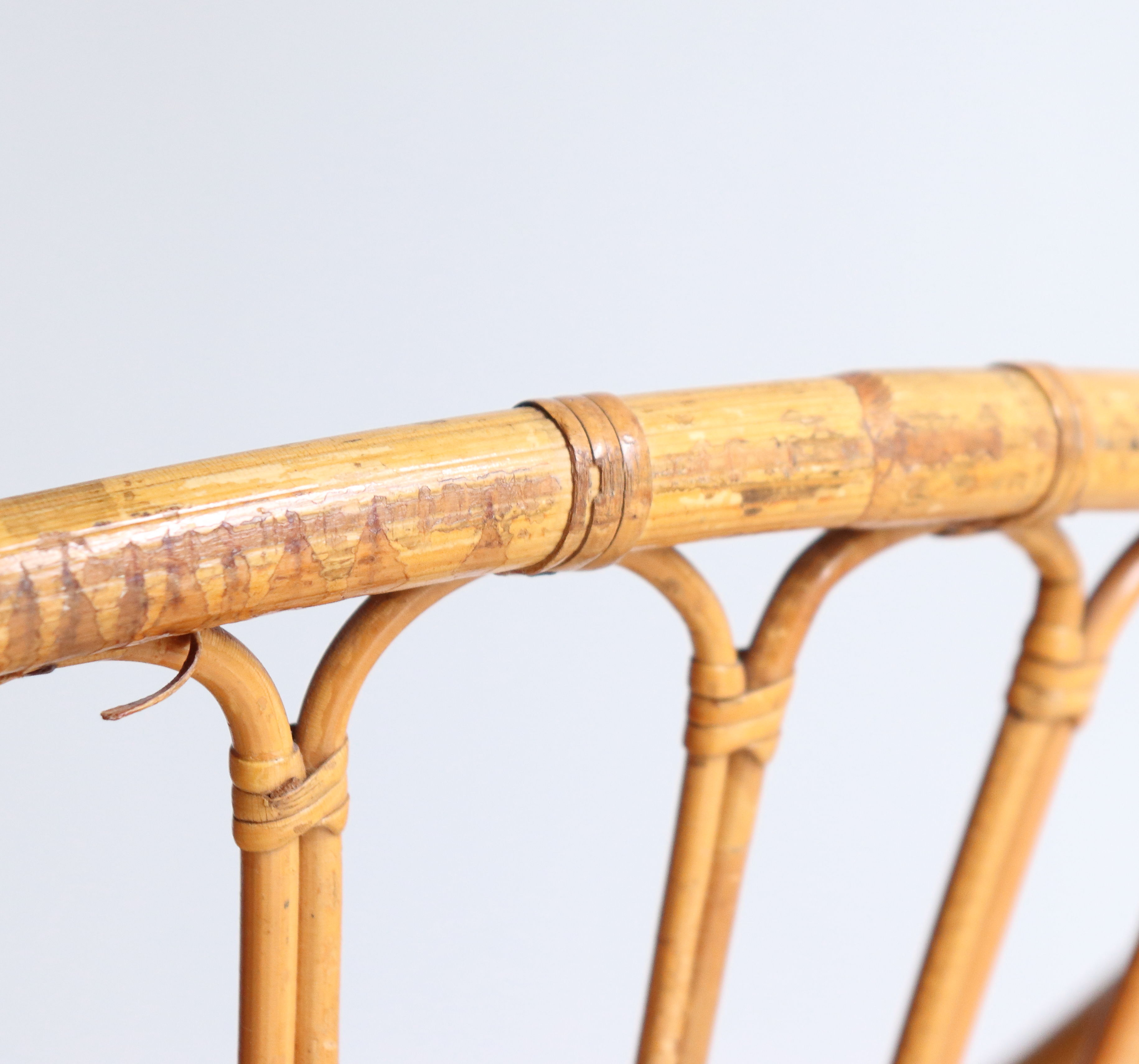 Adult size rattan shell armchair from the 60s