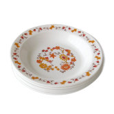 Lot 5 arcopal hollow plates -decorated with orange flowers