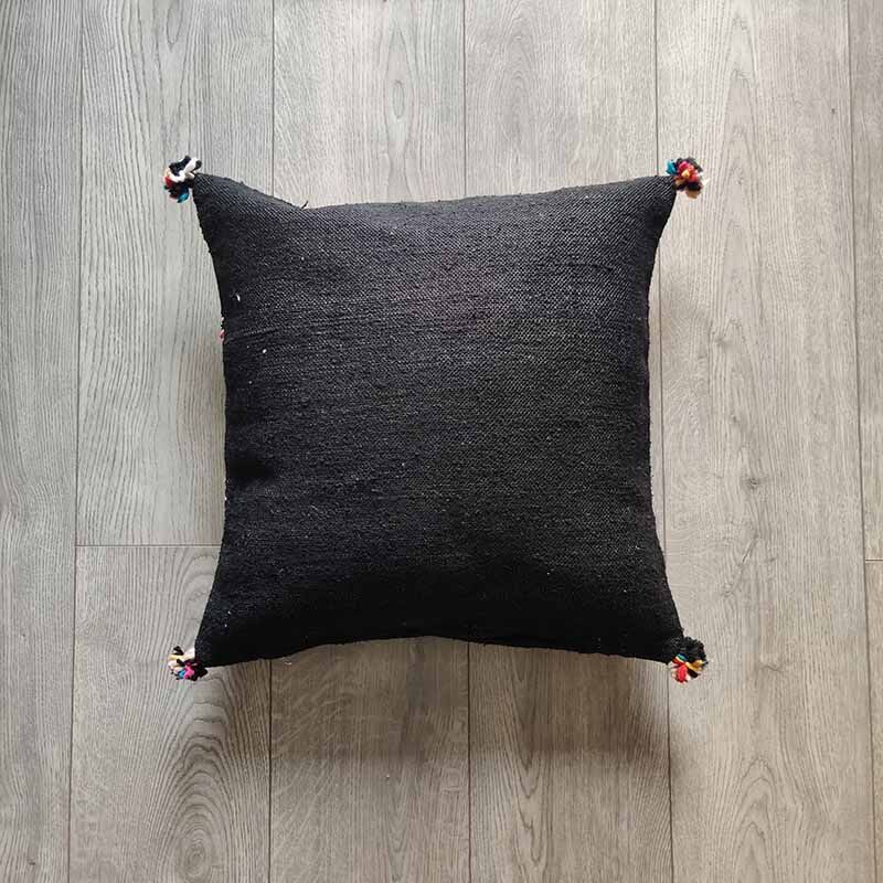 Berber-pom cushion in cotton pompom