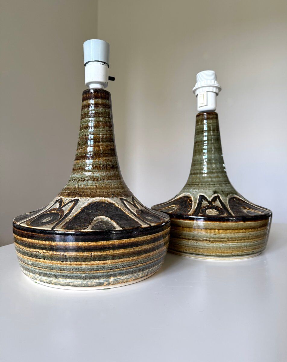 Lampes de table en céramique danoise par Arne Finne Nielsen et Noomi Backhausen pour Søholm, années 1960, ensemble de 2