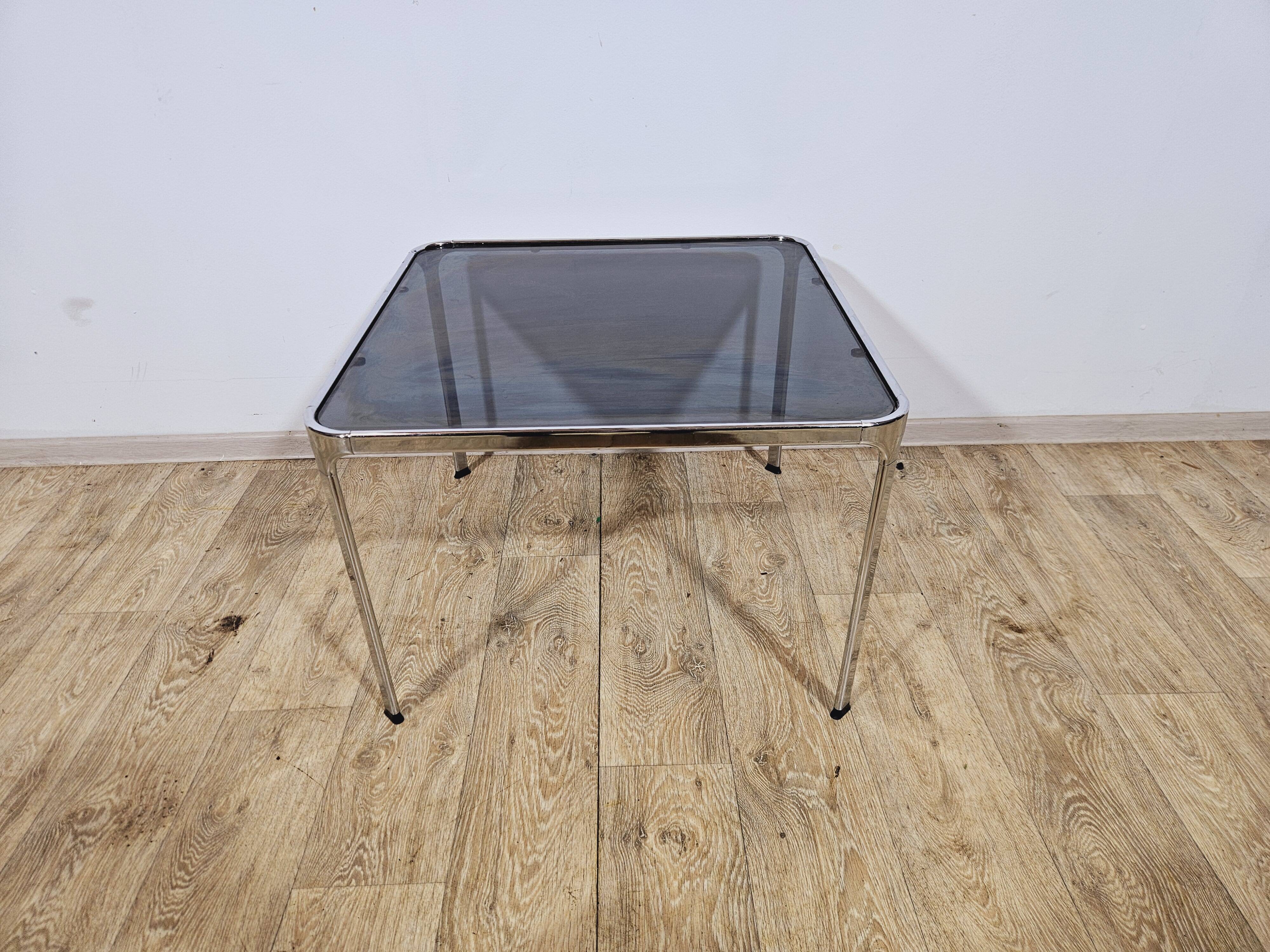 Mid-Century Modern Coffee Table – Chrome and Smoked Glass, Italy, 1970s.