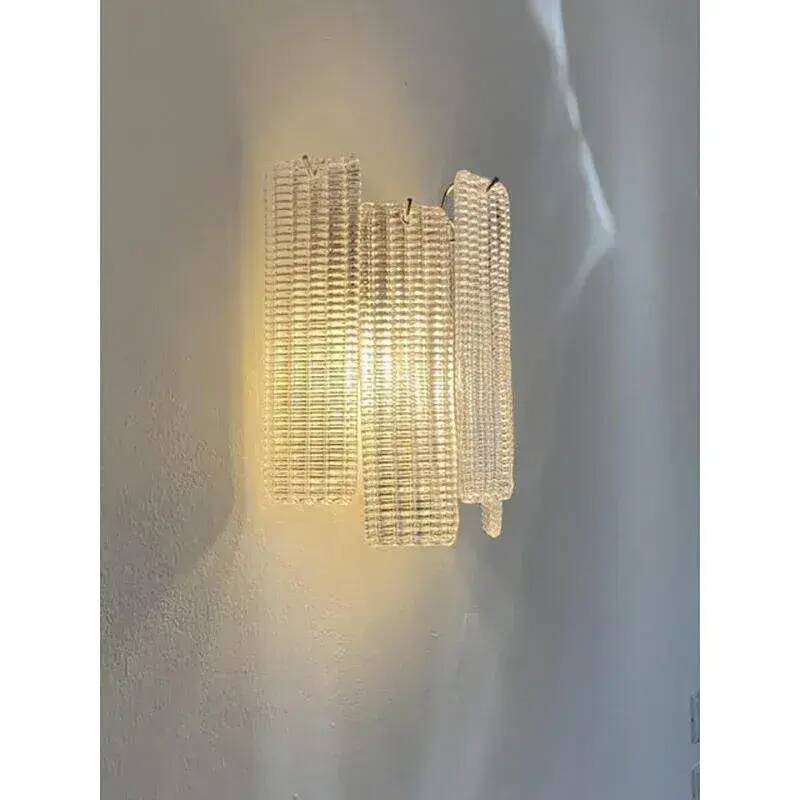 Simoeng “Listelli” Murano Glass Wall Sconce with Diamond Strips - Set 4