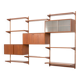 Three-compartment teak wall cabinet by Kai Kristiansen for FM Mobler, Denmark, 1960s