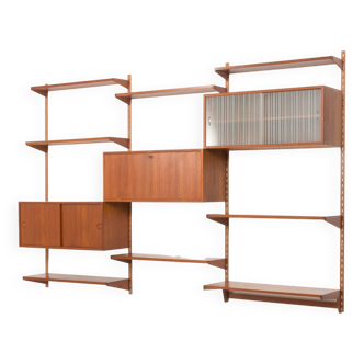 Three-compartment teak wall cabinet by Kai Kristiansen for FM Mobler, Denmark, 1960s