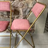 pair of Lafuma folding chairs reupholstered Rose