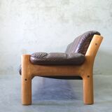 Mid-Century Teak and Leather 3-Seater Sofa from Ekornes, 1970s