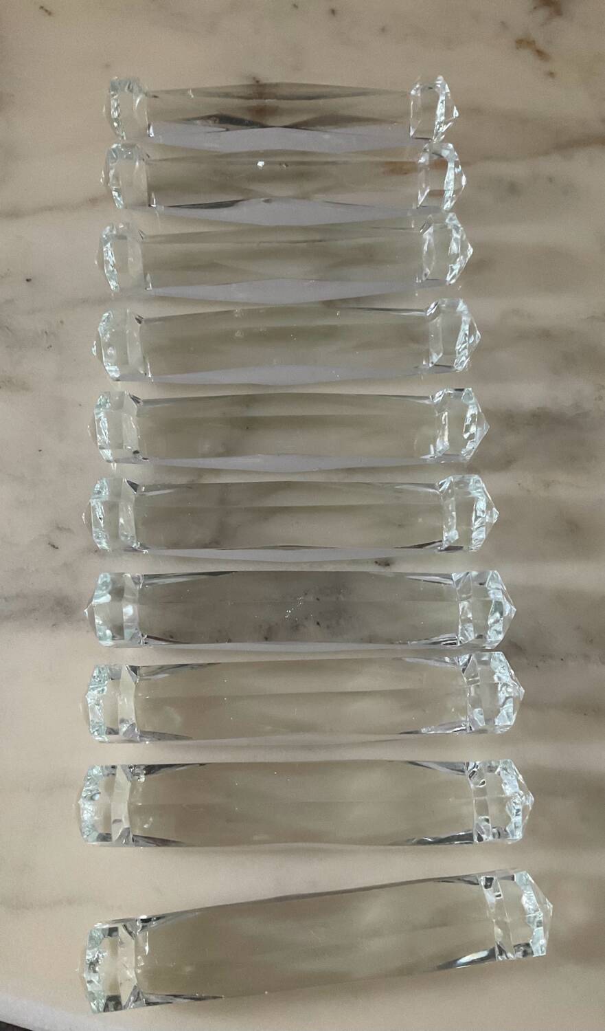 Series of 10 cut crystal knife holders