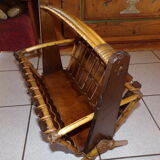 Rattan and wood magazine holder