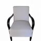 Ivory Art Deco armchair in fabric and dark wood, high back, 1920s-1930s.