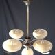 Lustre chrome metal 5 opalines jaune pale 1950