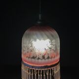 Art deco pendant lamp in glass and pearls