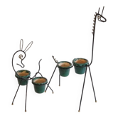 Pair of metal and ceramic plant stands