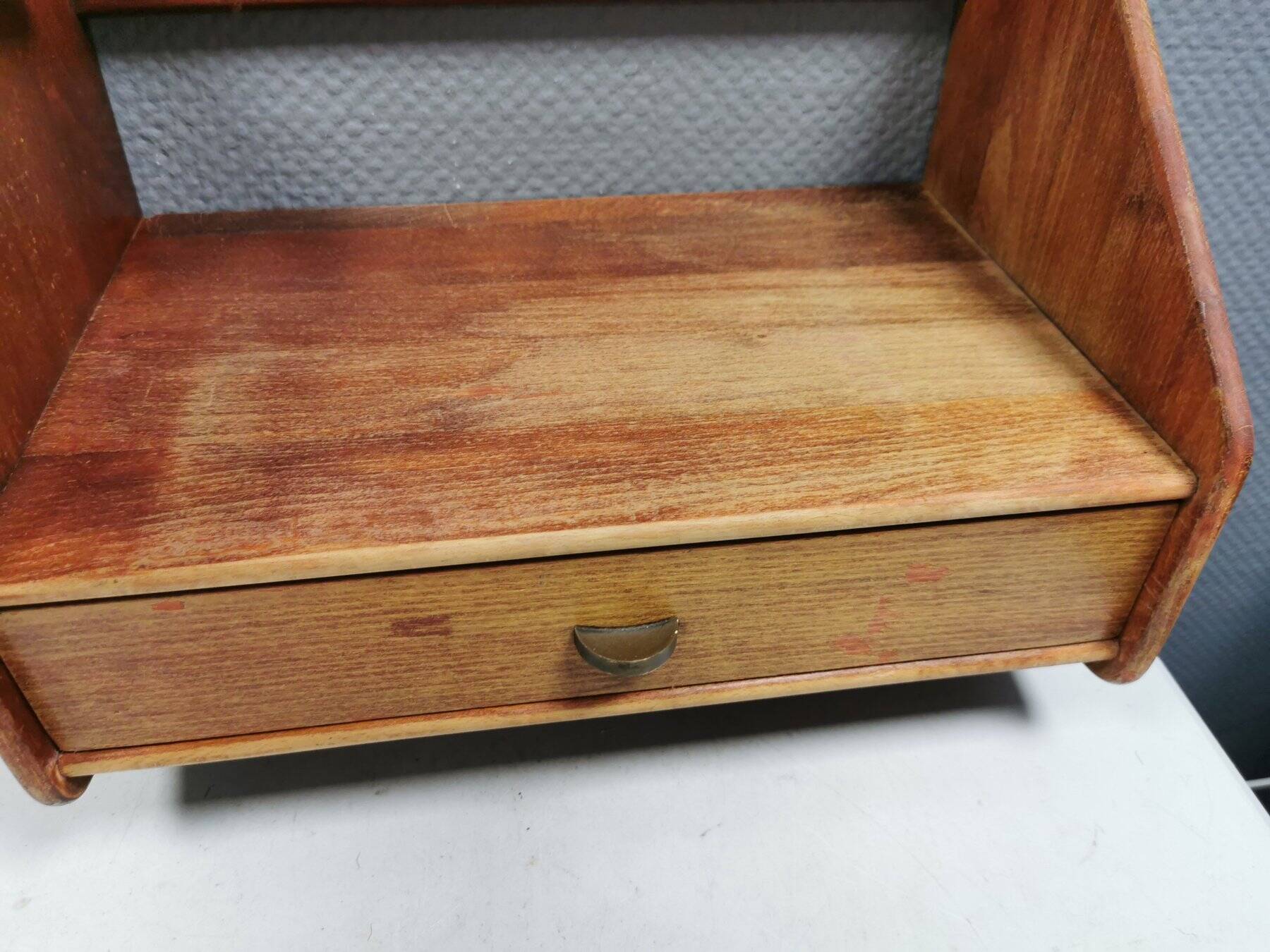 Wall shelf/bedside table in stained beech, designed by Hans J. Wegner 1960s