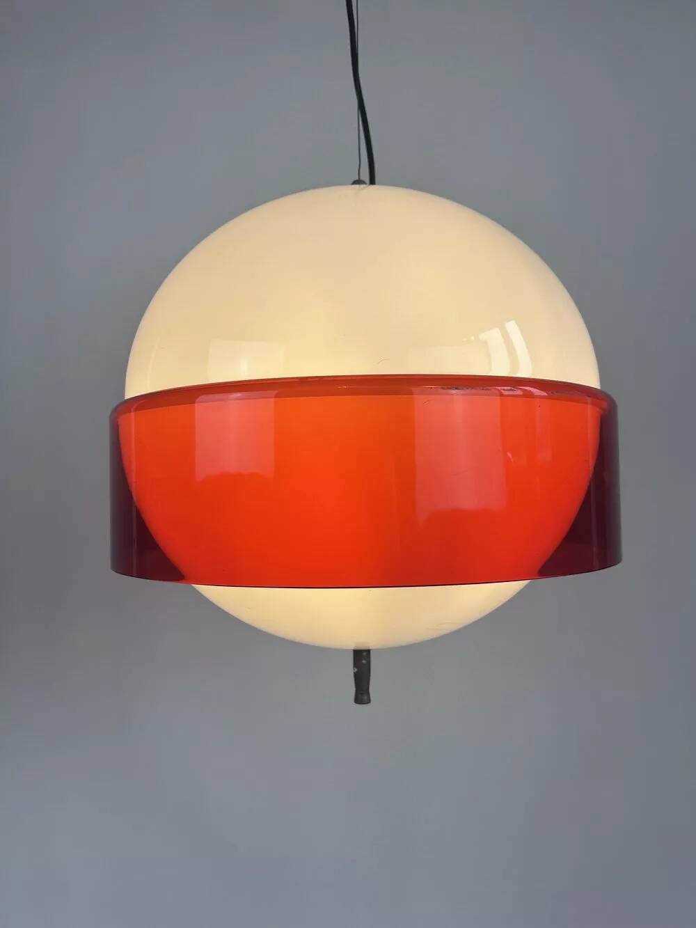 "Orbital" pendant light – red and white (1970s)