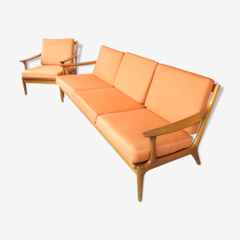 Canapé et fauteuil en teck, années 60