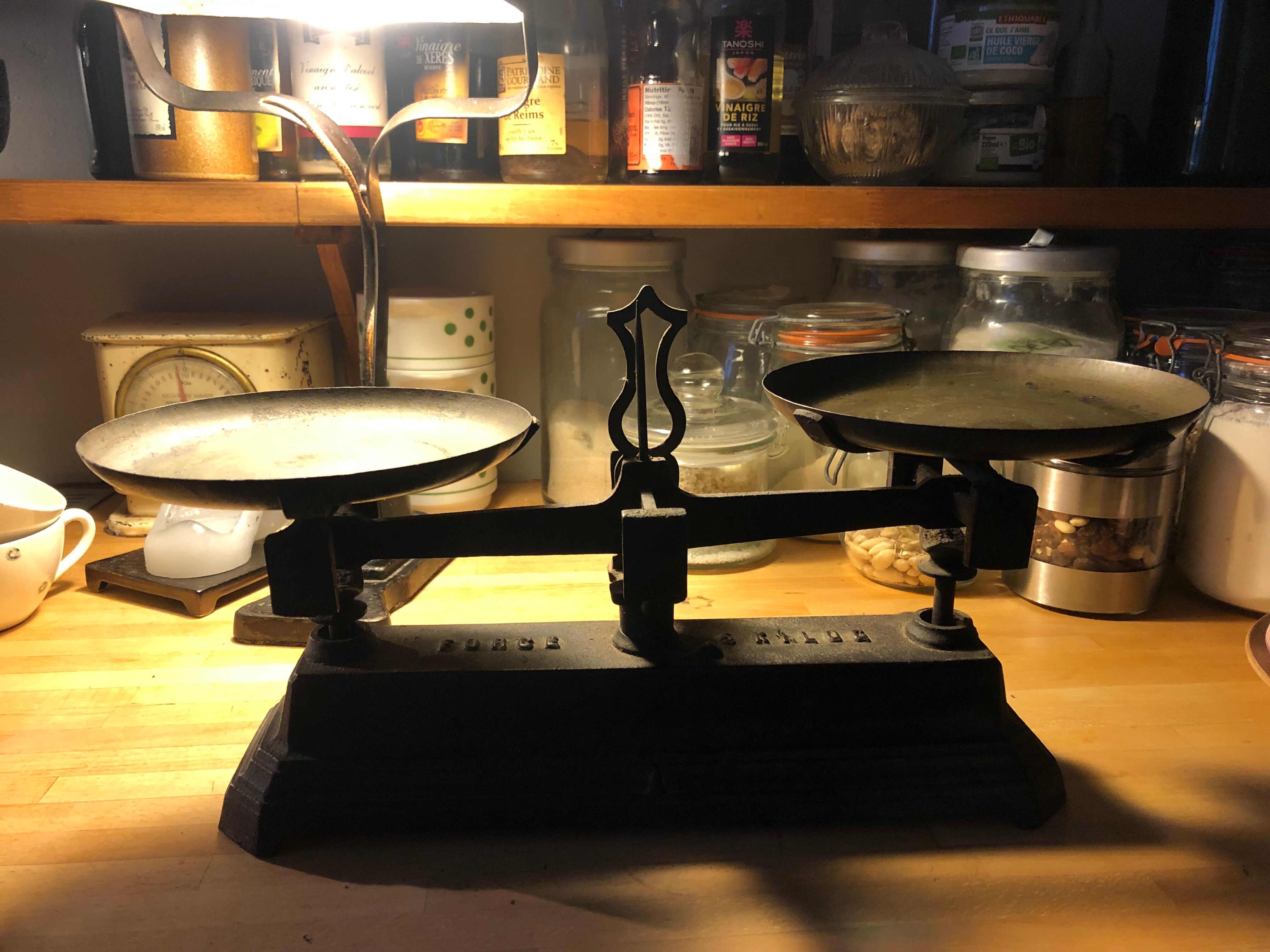 Old cast iron scale with weight