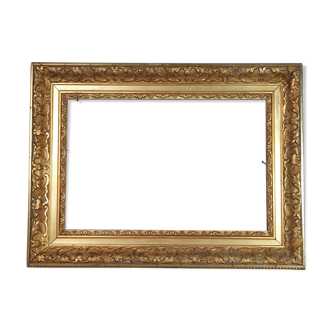 Nineteenth century frame original gilded stucco wood 54x40.5 cm, foliage 41.5x28 cm