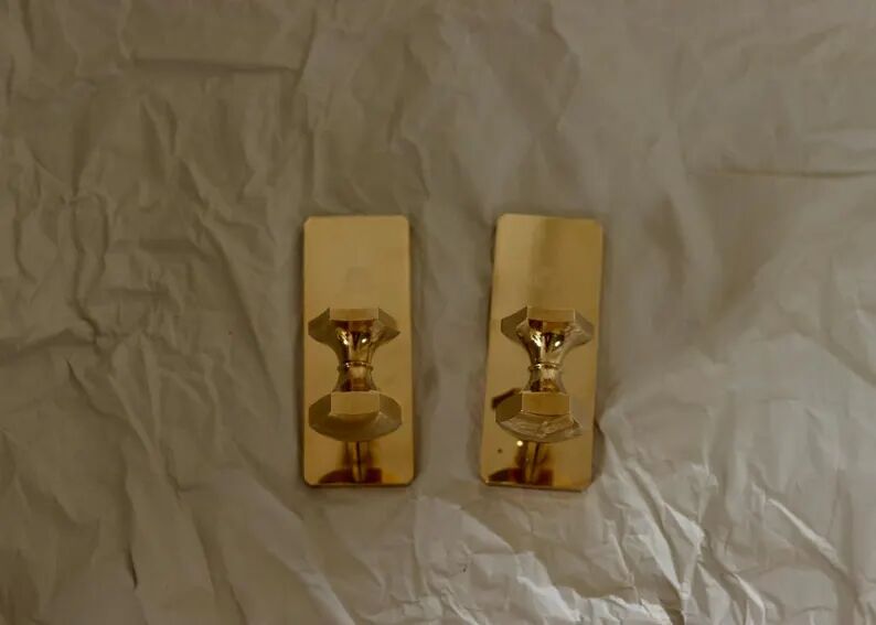 Pair of swedish brass sconces by gusum 1991
