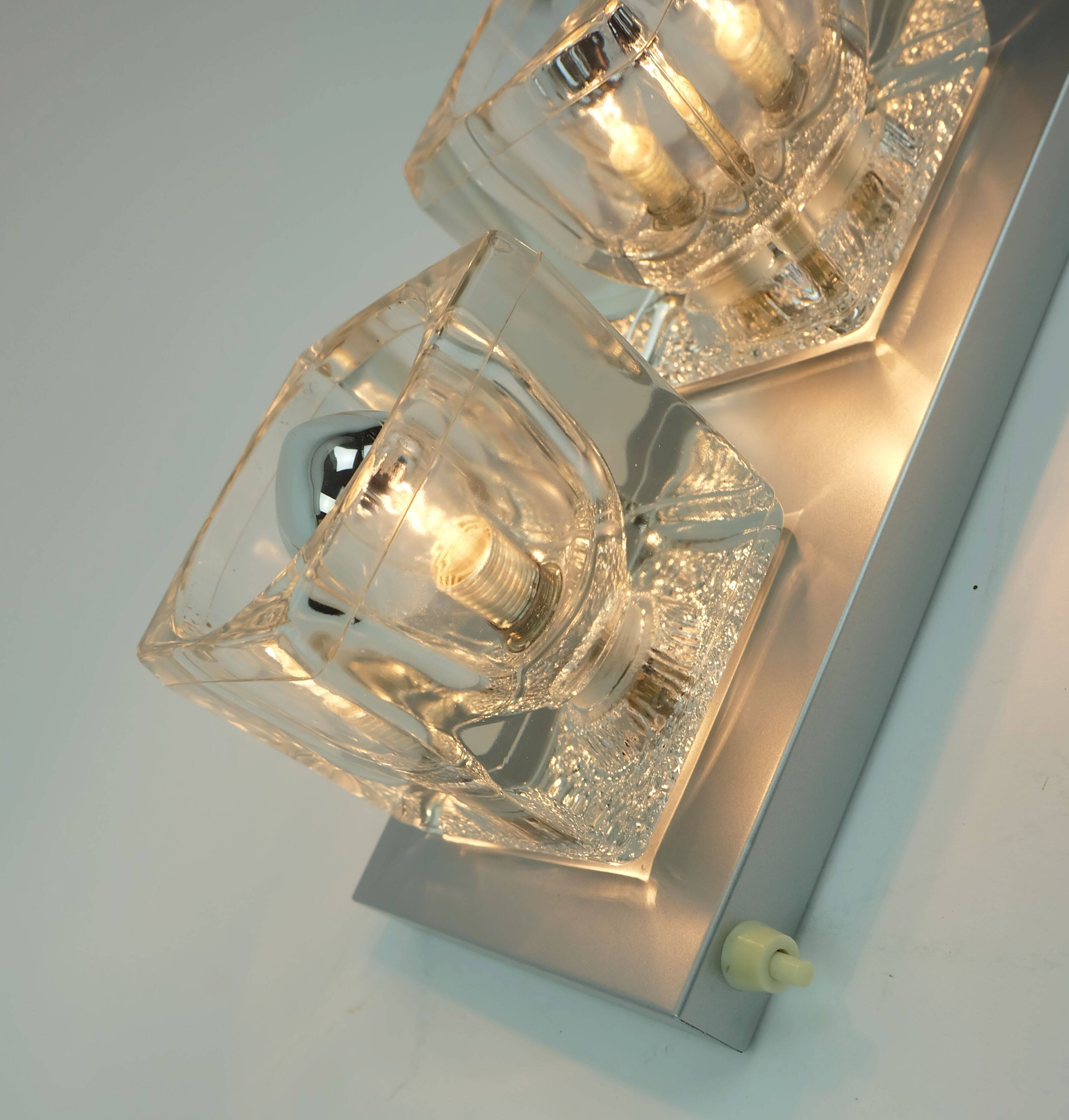 no. 2 of 2 mid century peill & putzler SCONCE with 2 glass cubes 60s/70s