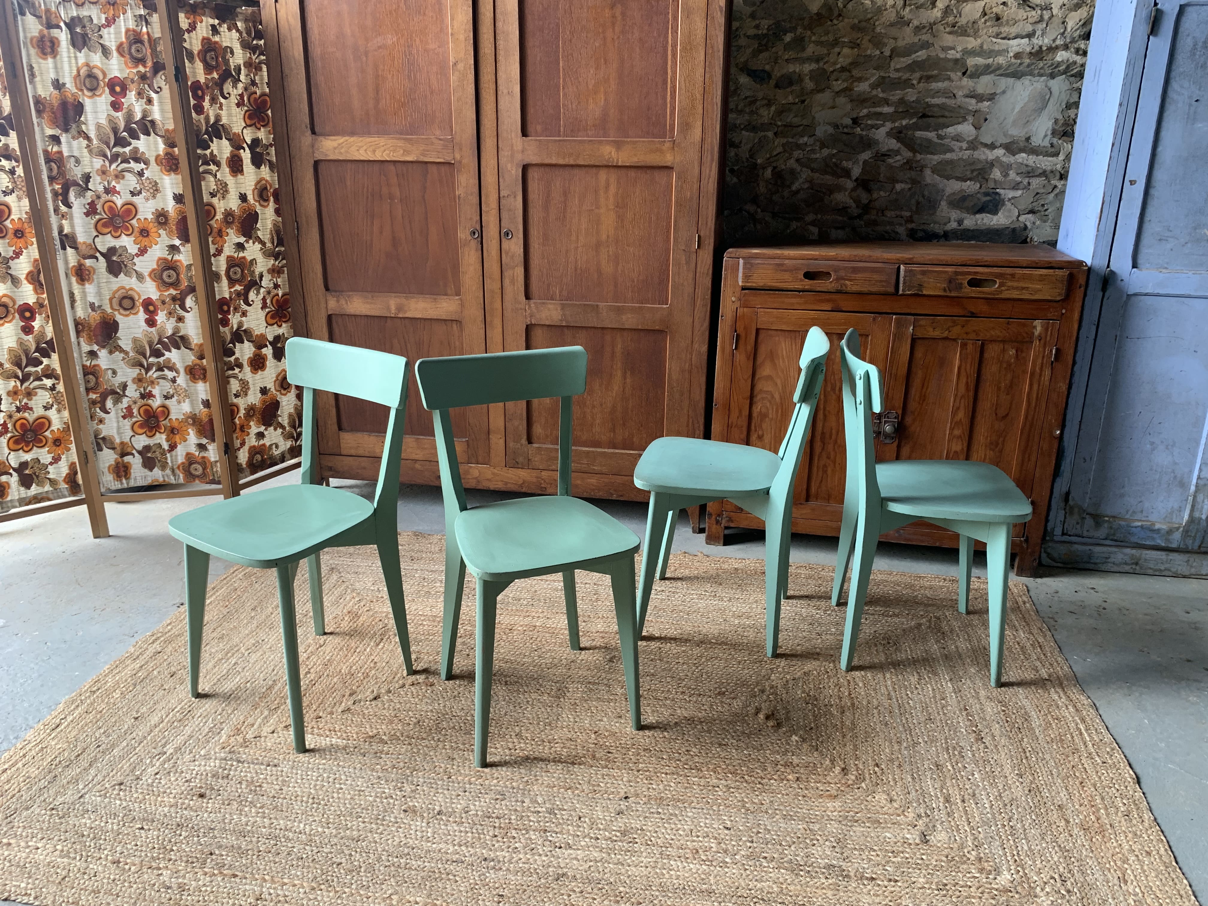 Lot de 4 chaises bistrot vertes