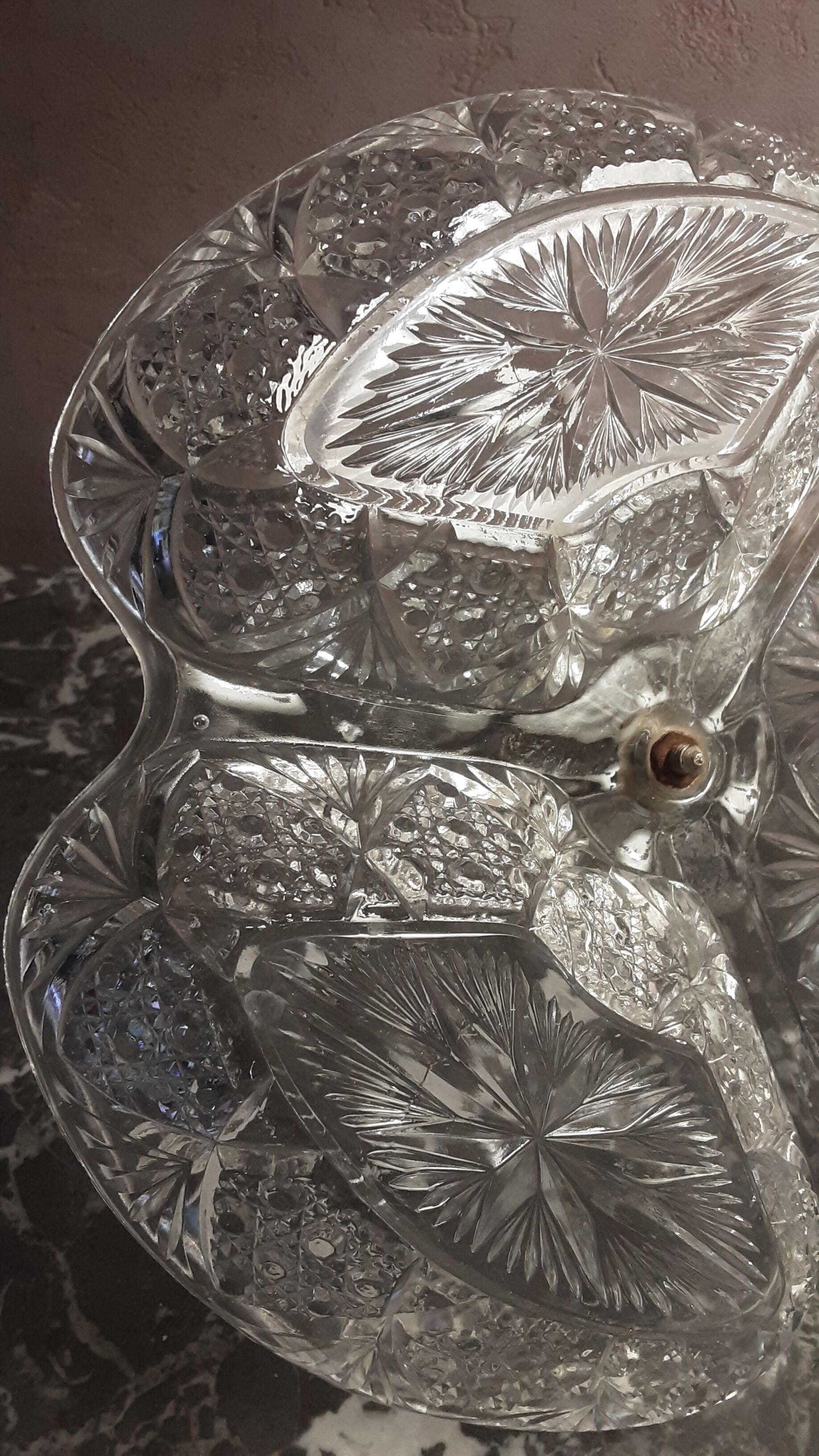 Aperitif dish or appetizer in vintage chiseled glass