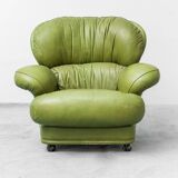 Poltrona in pelle verde anni ’50 vintage modernariato