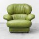 Poltrona in pelle verde anni ’50 vintage modernariato
