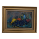 Oil on cardboard still life with fruits 1970 golden frame
