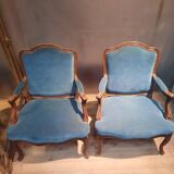 Pair of large armchairs in Louis XV style from the 19th century.