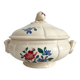 Small vintage ivory earthenware tureen with flowers, Digoin Sarreguemines
