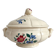 Small vintage ivory earthenware tureen with flowers, Digoin Sarreguemines