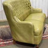 3-seater Chesterfield sofa in olive green leather
