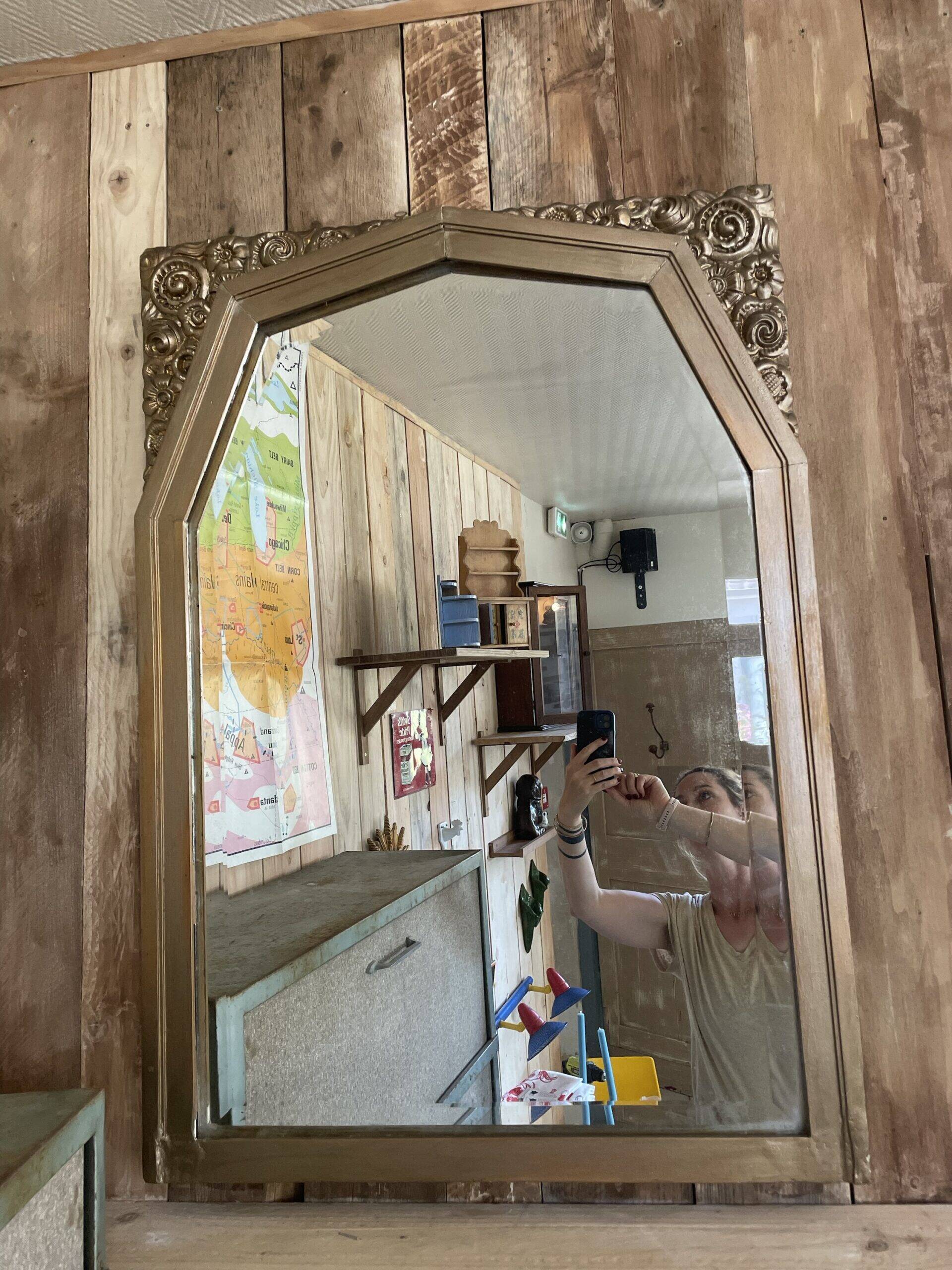 Bevelled gold mirror