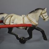 Old toy Horse-drawn carriage in cast iron polychrome iron with checker "P.D. CHIEF"