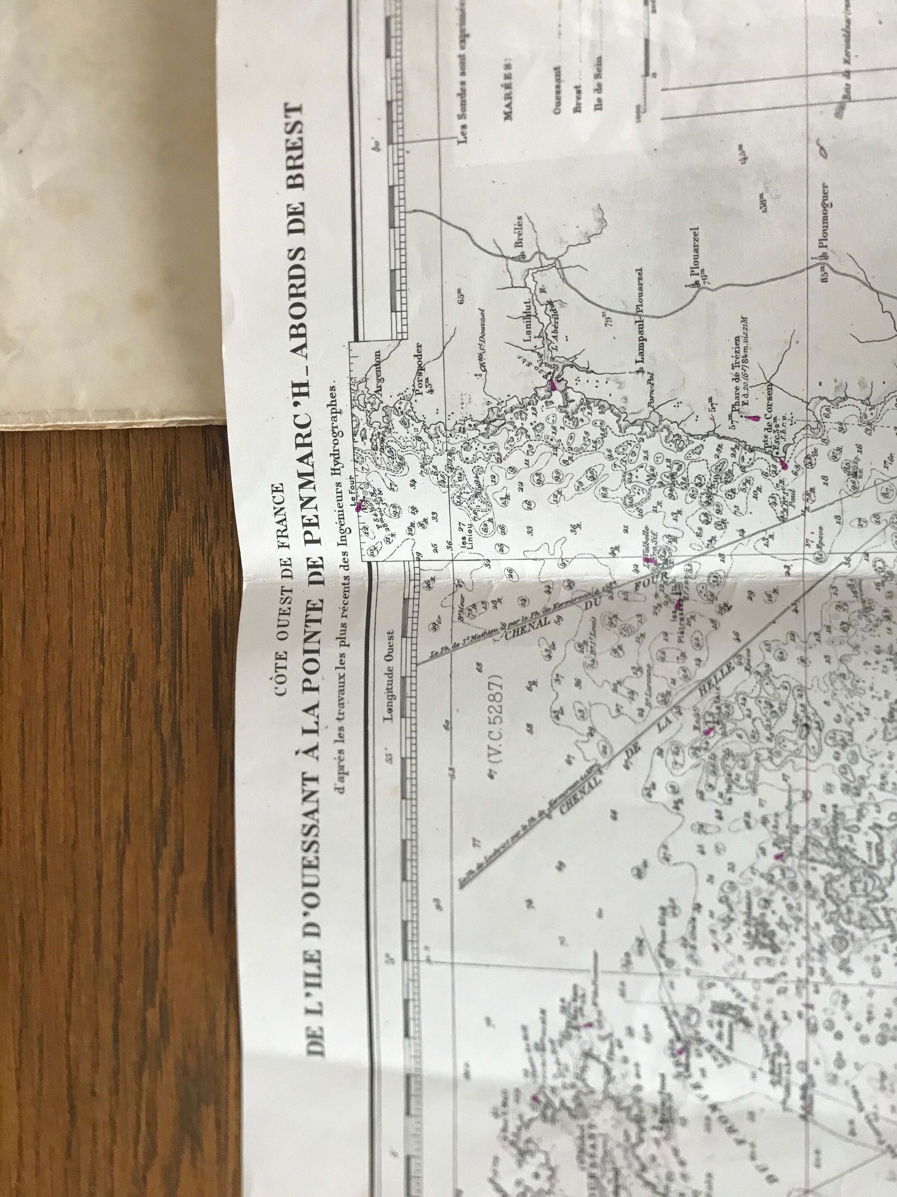 Old nautical charts on the breton coast