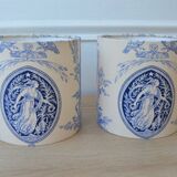Pair of blue Toile de Jouy lampshades