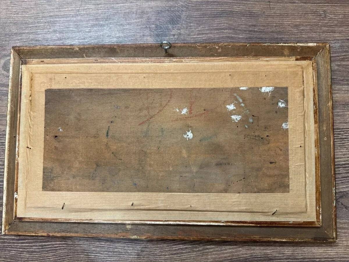 Peinture à l'huile vintage de paysage marin impressionniste français