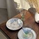 Set of 4 vintage green stemmed glasses H16