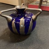 Blue vase and vintage silver