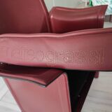 Bordeaux leather armchair by Tito Agnoli for Matteo Grassi, Italy