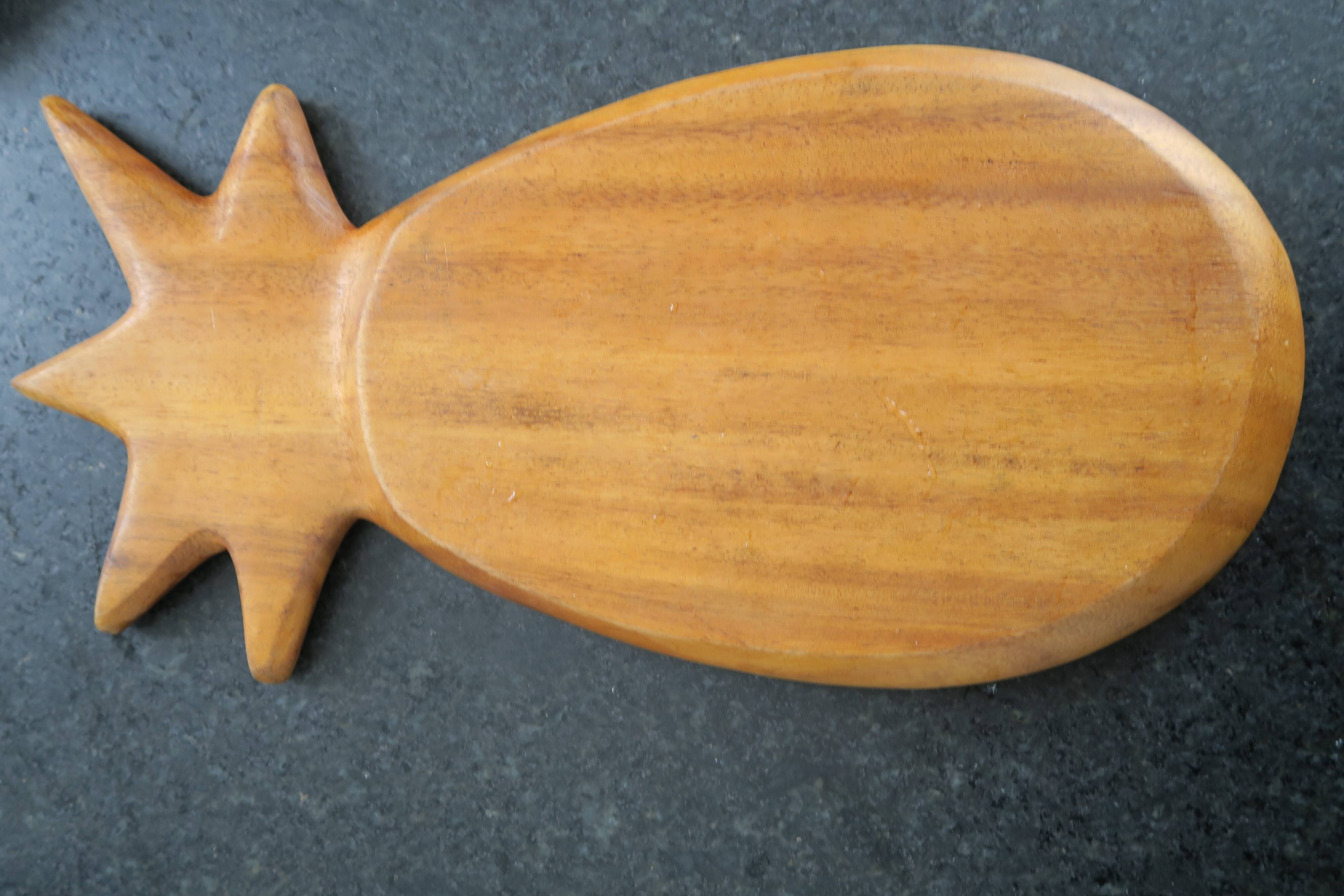 Presentation board shape pineapple teak vintage 33 cm